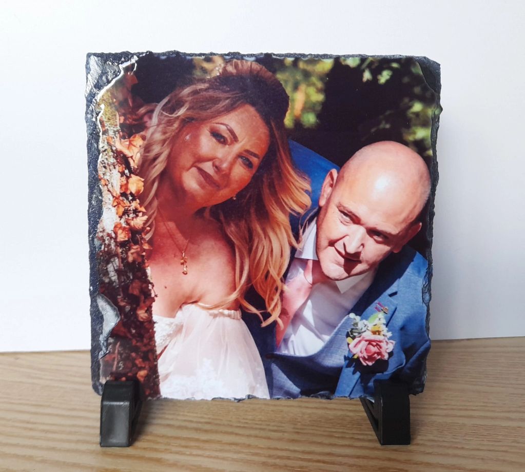 13cm x 13cm  Colour or Black and White Slate Photo of your choice.
