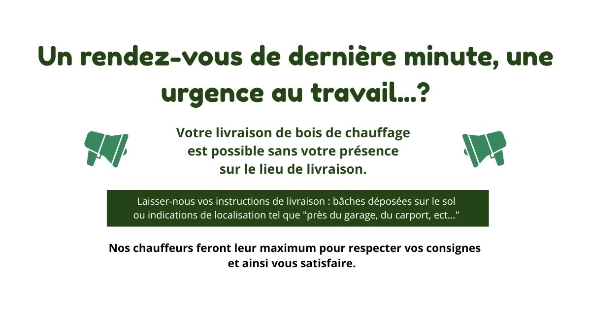 Livraison de bois possible sans présence.
