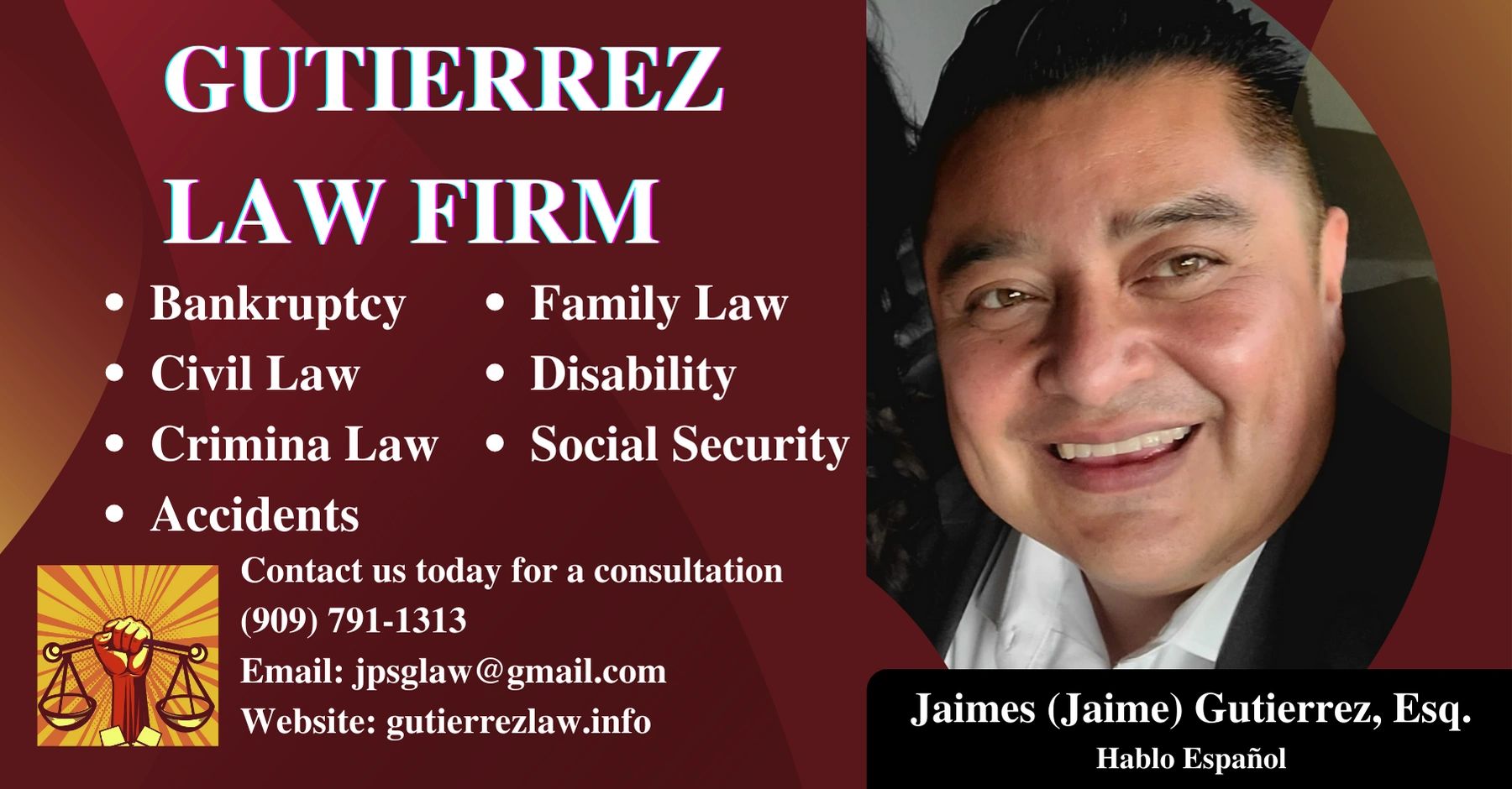 Gutierrez Law Firm
Call us today for an appointment 909.791.1313