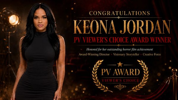 Keona Jordan wins PV Viewer's Choice Award for horror film achievement.