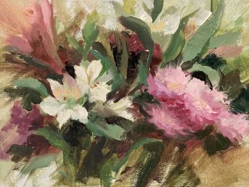 Flowers oil painting by Marci Oleszkiewicz.