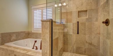 Bathroom remodel, tile, shower, pumbing remodel, shower pan and bath tube upgrade