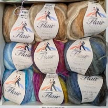 Flair Chunky
£7.99 each
Yarn Weight: Chunky
Blend: 15% Polyester,13% Wool, 15% Mohair, 57% Acrylic