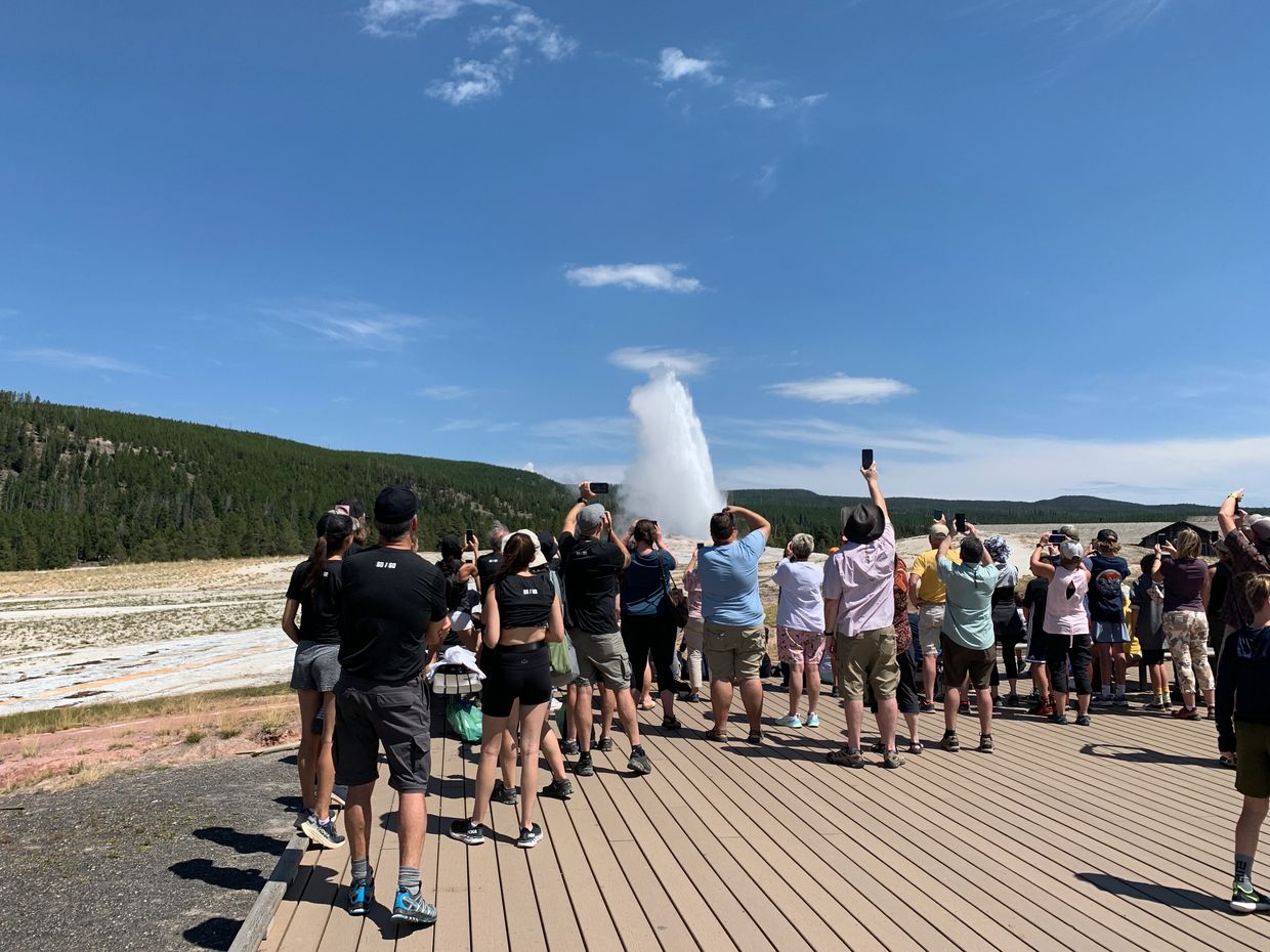 Family Reunion enjoying Old Faithful