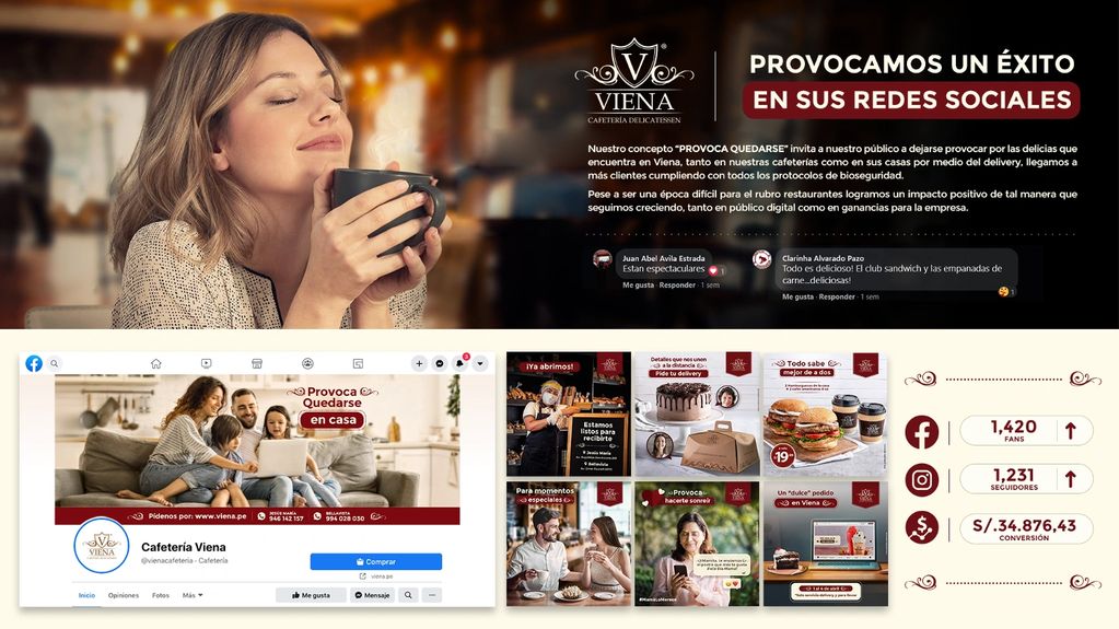 Campaña Provoca Quedarse de Cafetería Viena creada por BUM Growth: contenido y diseño para redes.