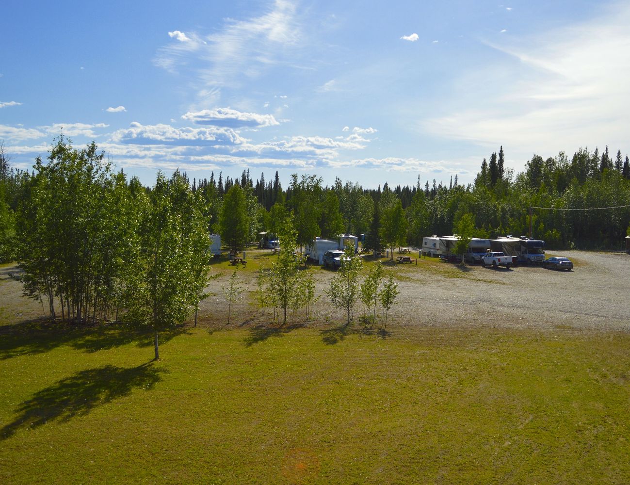 RVs at the Lazy Moose RV Park in Alaska