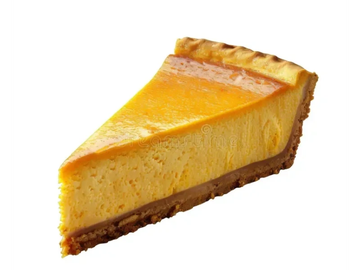 A slice of creamy pumpkin pie with a golden crust.