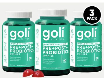 3 Bottles of Goli Pre, Post, Probiotics Gummy