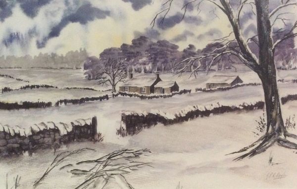 Snowy isolated cottage - Pennines 
Signed print 