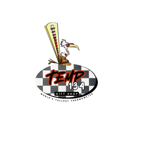 Logo featuring a vulture, thermometer, and 'TEMP 134' text.