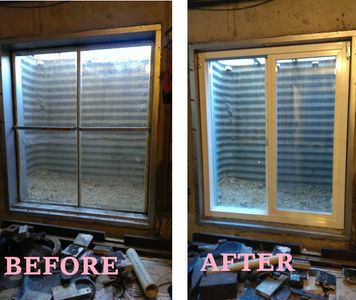 Basement windows before and after piture