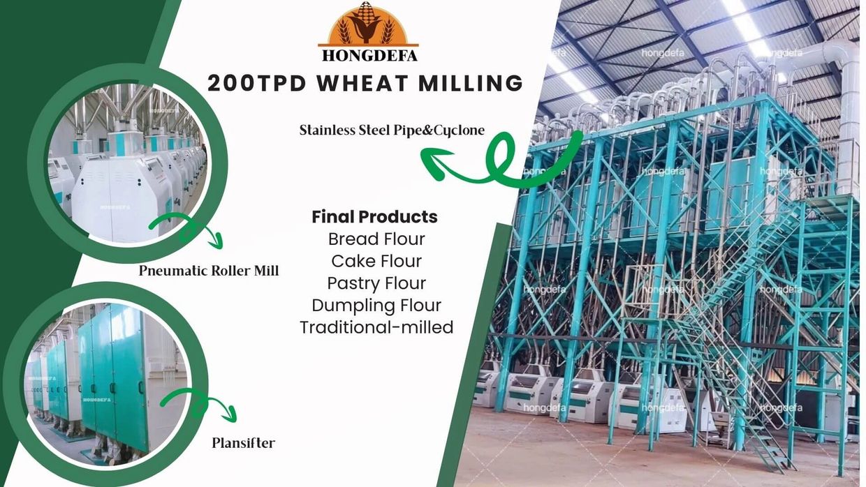 200TPD wheat mill, stable and efficient, ideal for medium-sized flour mills.