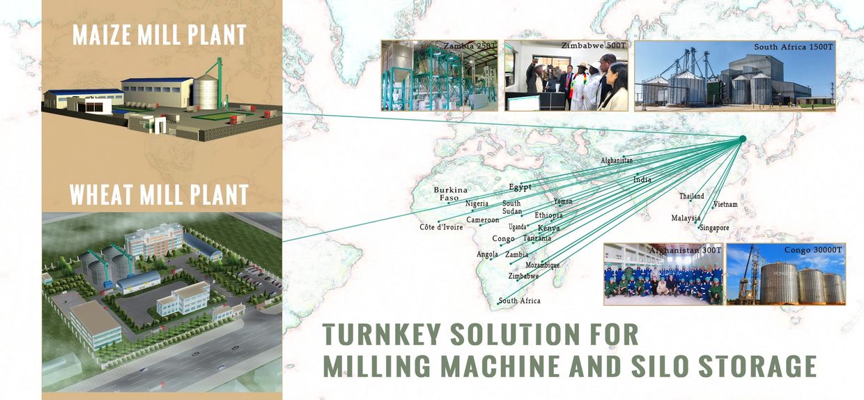Turnkey solution for maize mill,wheat mill and silo storage.