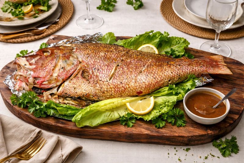 Large roasted red snapper