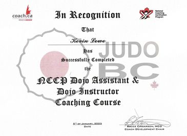 Certificate for completing Dojo Assistant &amp; Instructor Coaching Course.