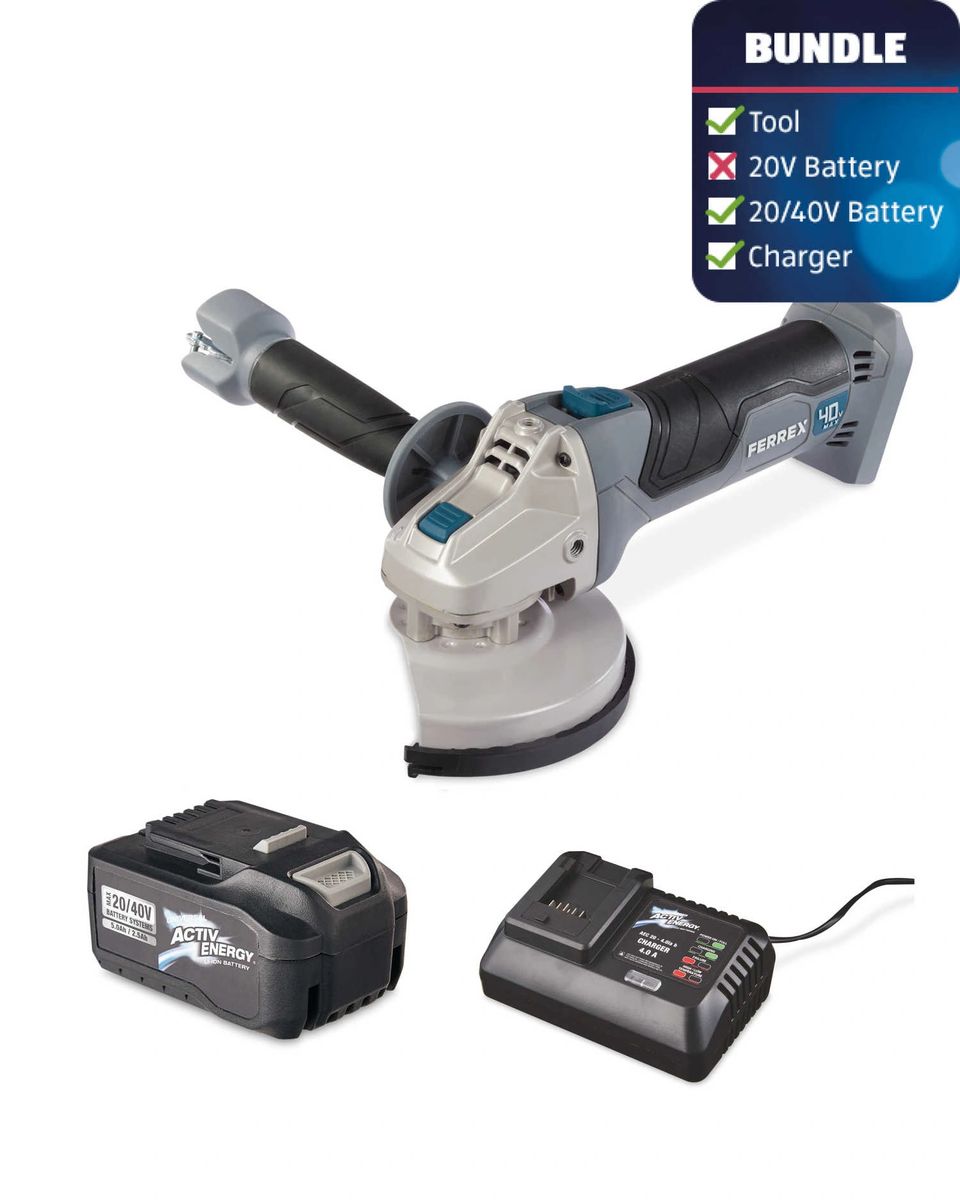 GERMAN QUALITY FERREX 40V CORDLESS ANGLE GRINDER SET + 40v BATTERY