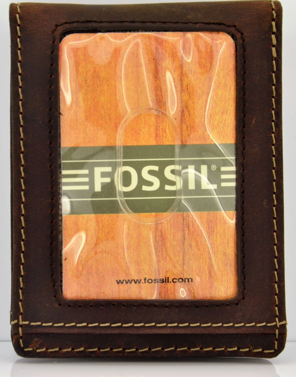 Rare Fossil USA Money Clip Bifold Front Pocket Wallet in original Gift Box  - “Authentic FOSSIL” engraved