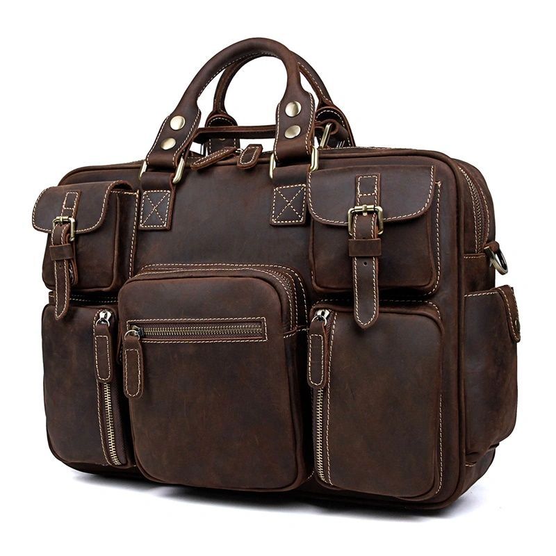 Rare Espresso Saddle leather Unisex briefcase, laptop Bag, Messenger bag,  Doctor's Bag, Handbag, Travel bag, duffle