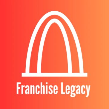 White arch logo with 'Franchise Legacy' text on orange gradient background.