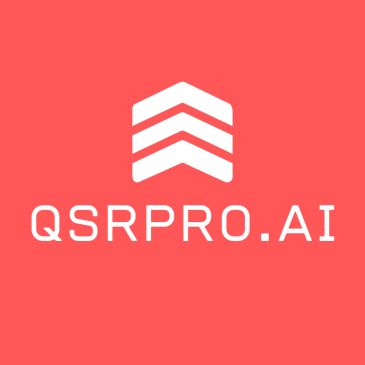 Logo of QSRPRO.AI on a red background.