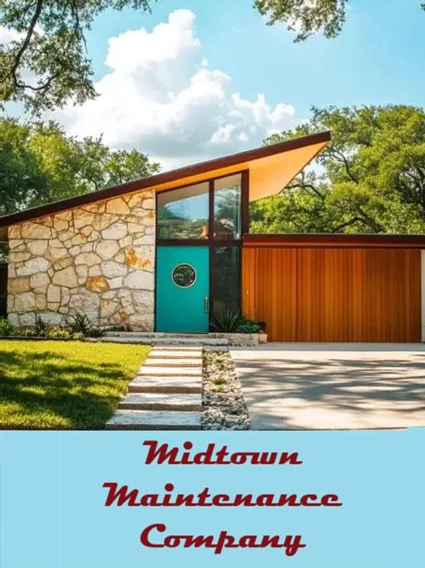 Modern house with a stone facade and turquoise door.