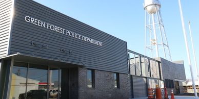Police department, civil, building, metal and brick, architecture