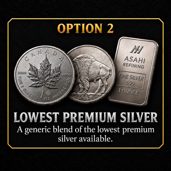 Option 2: Lowest premium silver coins and bars.