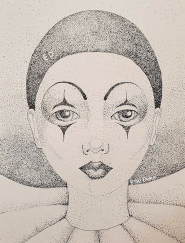 harlequin clown stippling ellie duke