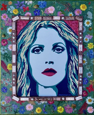 Drew Barrymore flower Beauty makeup Ellie Duke portrait painting