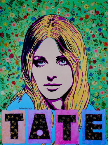 Sharon Tate art artist painting sketch fan art Ellie Duke drums valley of the dolls flower power
