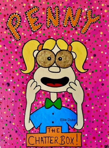 penny pee wees playhose art cartoon ellie duke painting chatterbox gold leaf