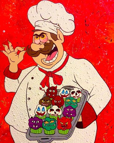 chef painting cook muffin bakery drury lane evil demonic john wayne gacy