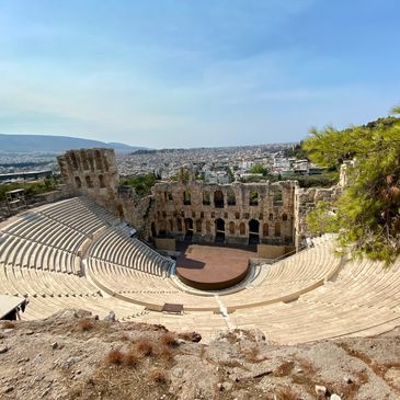 Theater of Dionysus, Acropolis hill Athens Greece blue sky