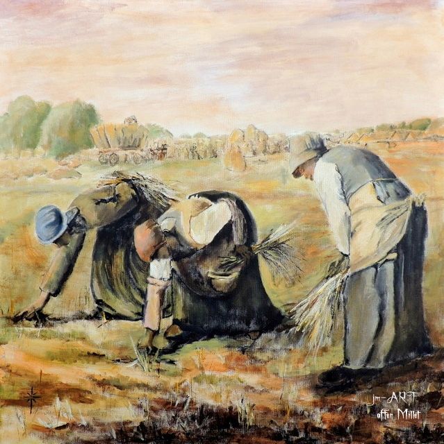 reproduction,gleaners,acrylic
millet,peasants,harvest, barbizon school,farmers,farm,
wheat, jm-art