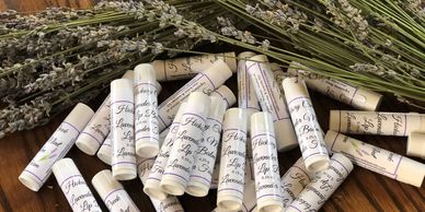 Our Lavender Lip Balm will soften and moisturize your lips with the scent of lavender & peppermint.
