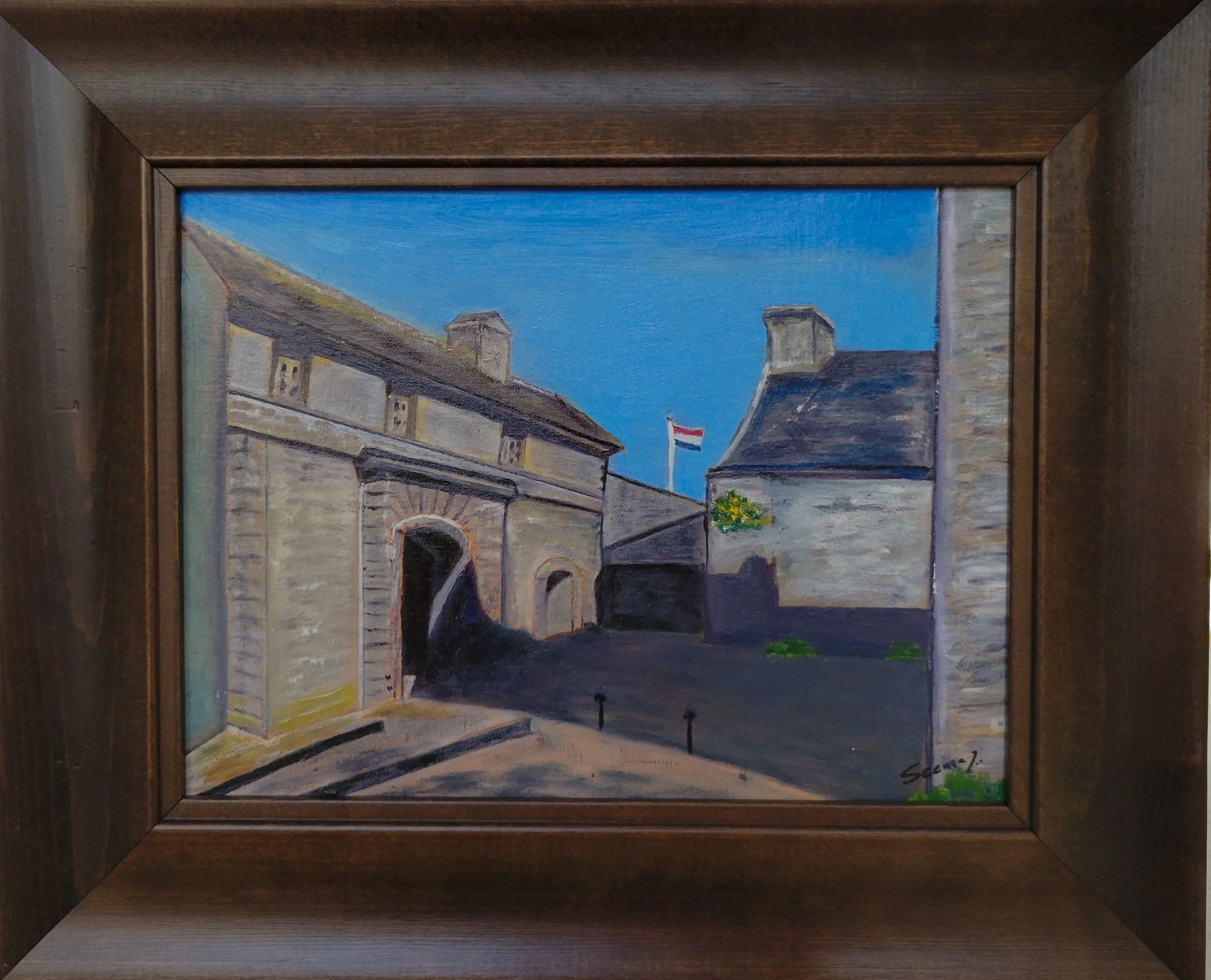 French countryside - Concoran, France; Oil on canvas; Framed 14 H x 17 W inches; Price = $400 (Sold 