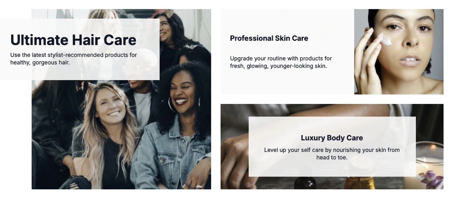 Professional hair and skin care products at Reflections Beauty Lounge