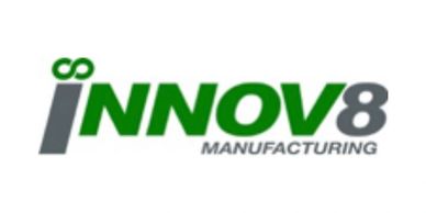 Logo of Innov8 Manufacturing with green and gray text.