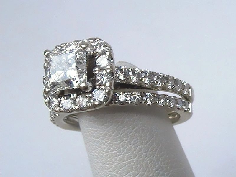 14kt White Gold 2 Piece Diamond Bridal Wedding Ring Set 1.79 CT. TW w/a 1.10