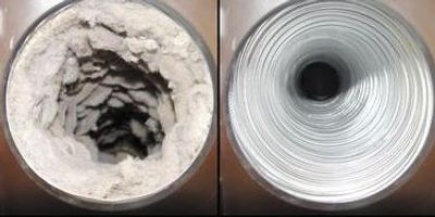 Dryer vent cleaning before and after picture 