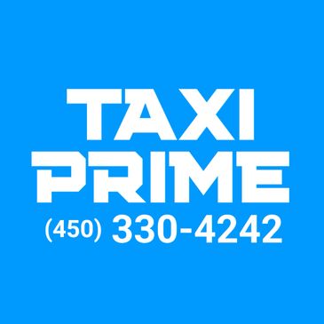Bold white text on blue background displaying 'Taxi Prime' and a phone number.