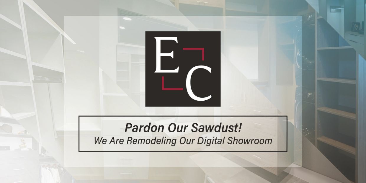 Sign announcing digital showroom remodeling with sawdust apology.
