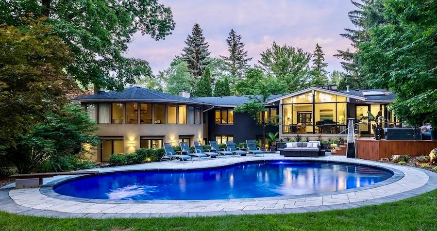 Backyard with pool in West Vancouver