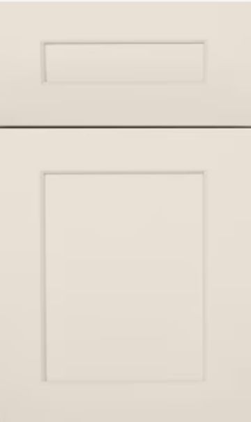 Minimalist beige cabinet door with rectangular recessed panels.