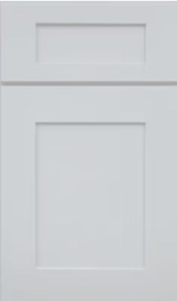 White cabinet door with a recessed panel design.