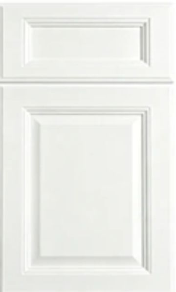 White cabinet door with raised panel design.