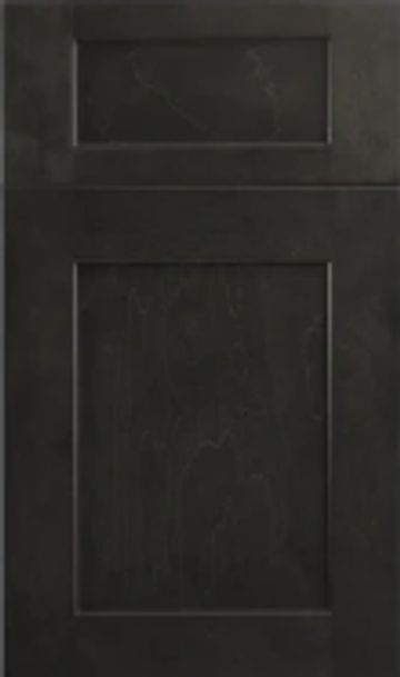 Modern black wooden cabinet door with recessed panels.