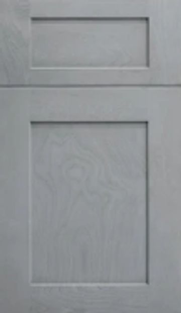 Gray wooden door panel with rectangular recessed sections.