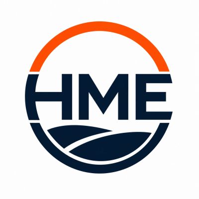 Logo with HME lettering and partial circle design.