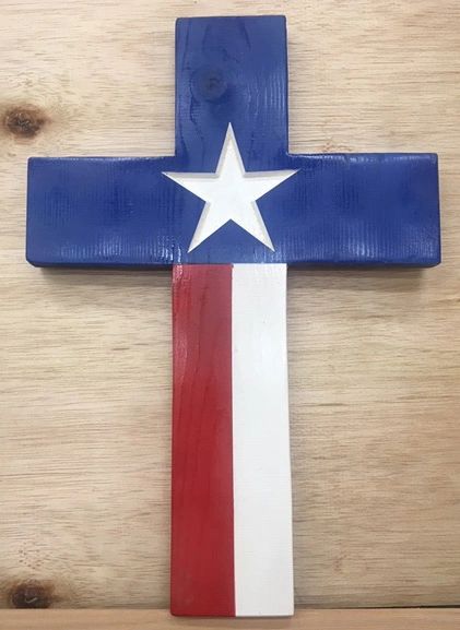 Wood Cross with Texas Flag